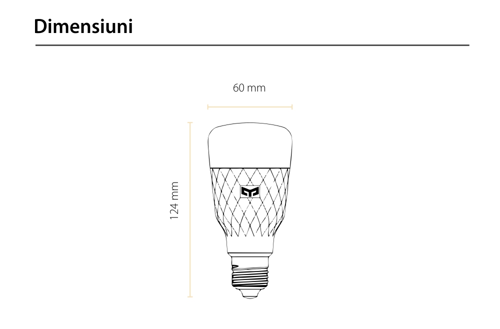 Bec Smart LED Yeelight 1S, Dimabil, Wi-Fi, E27, 800 LM, Comanda vocala, 8.5W