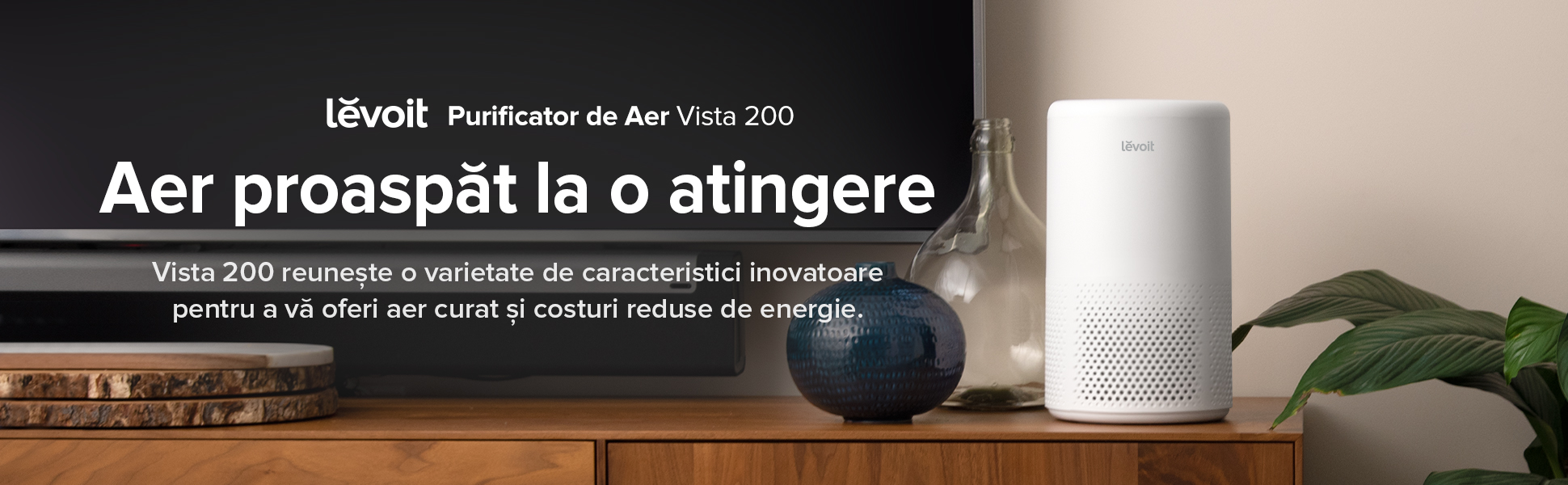 Purificator de aer Levoit Vista 200, Alb, Pet friendly, Filtru True HEPA, Carbon activ, Super silent, Filtrare 99.97%,