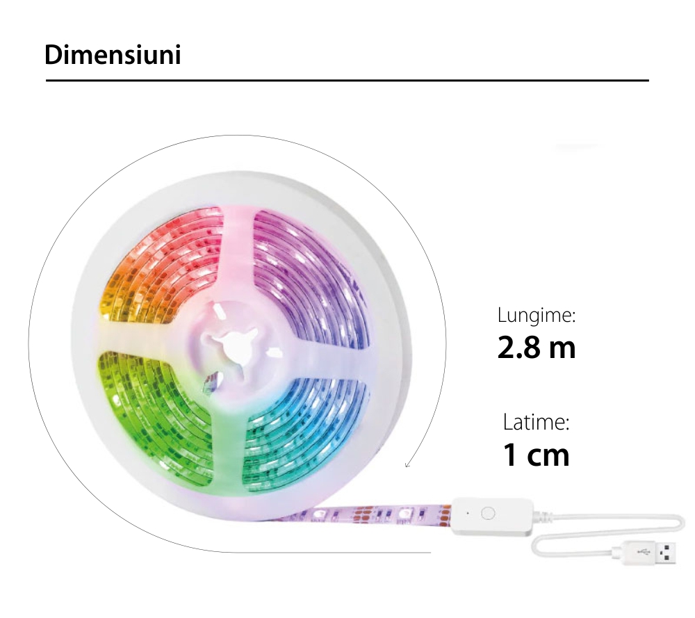 Kit Banda LED Smart NiteBird SL1, Wi-Fi, 2.8 Metri, Control prin aplicatie, Control vocal