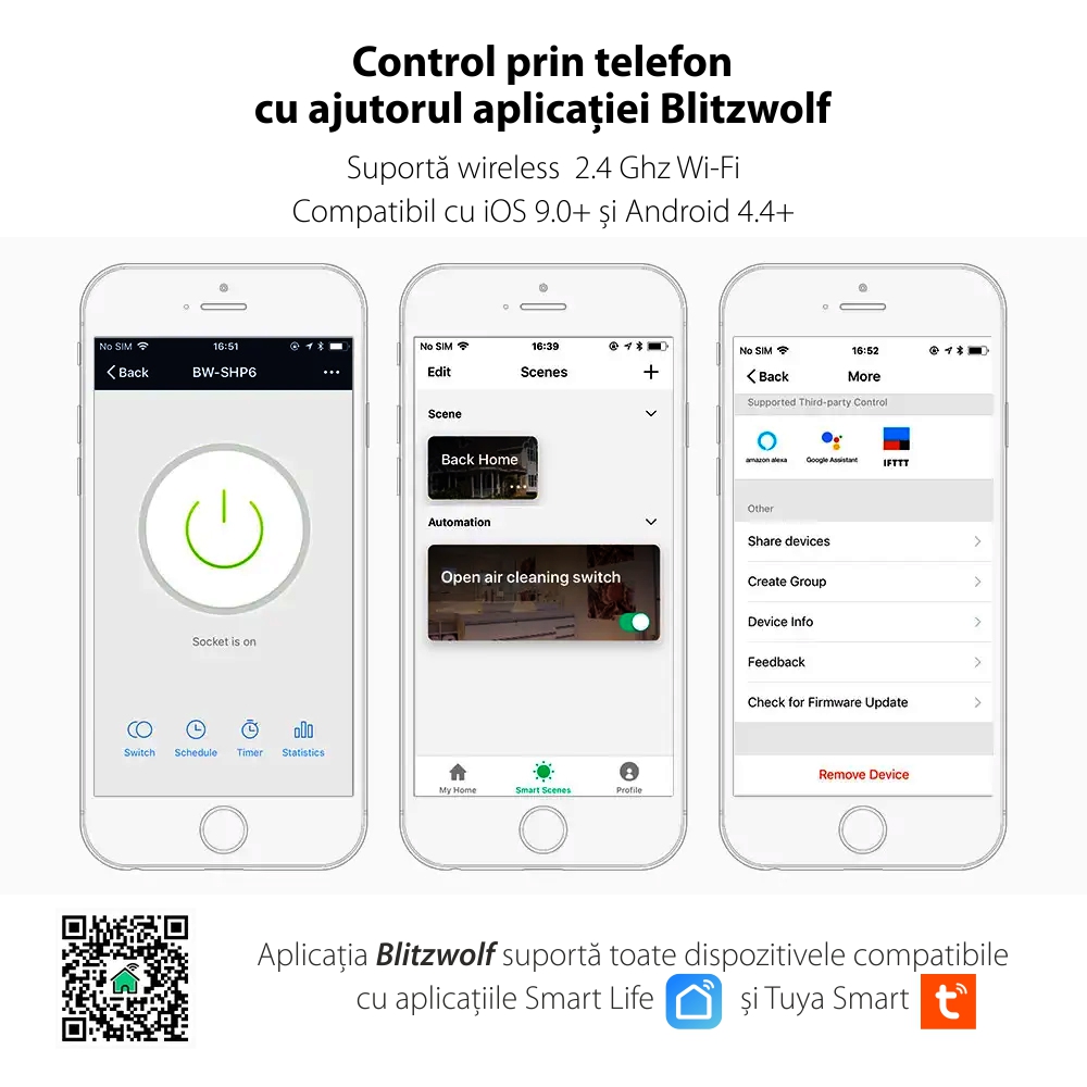 Priza inteligenta BlitzWolf BW-SHP6 Pro, Wi-Fi, Programabila, Monitorizare energie