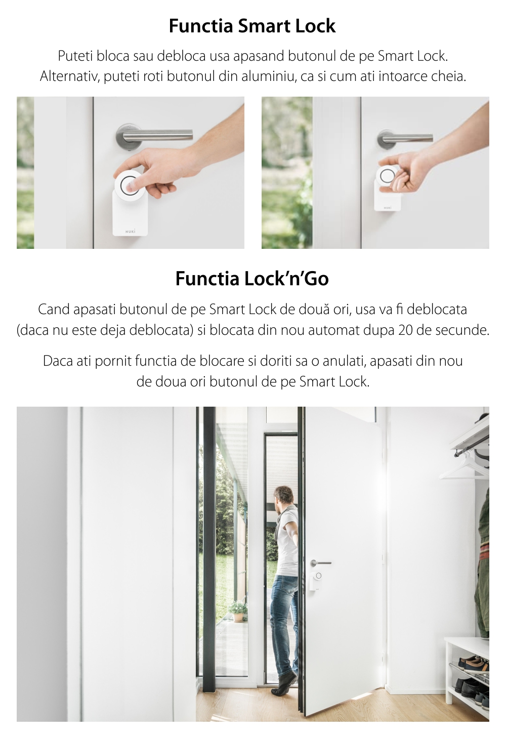 Pachet Nuki Combo 3.0, Include Nuki Smart Lock 3.0 si Nuki Bridge, Control de la distanta prin aplicatie