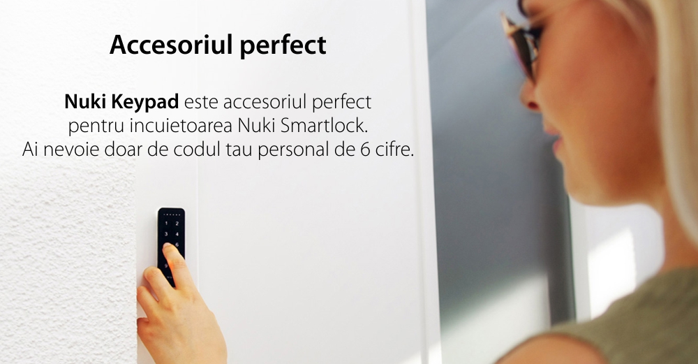 Tastatura inteligenta Nuki Keypad, Bluetooth 5.0, Pentru Nuki Smart Lock 2.0, Operare cod de acces