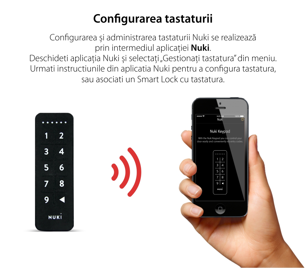 Tastatura inteligenta Nuki Keypad, Bluetooth 5.0, Pentru Nuki Smart Lock 2.0, Operare cod de acces