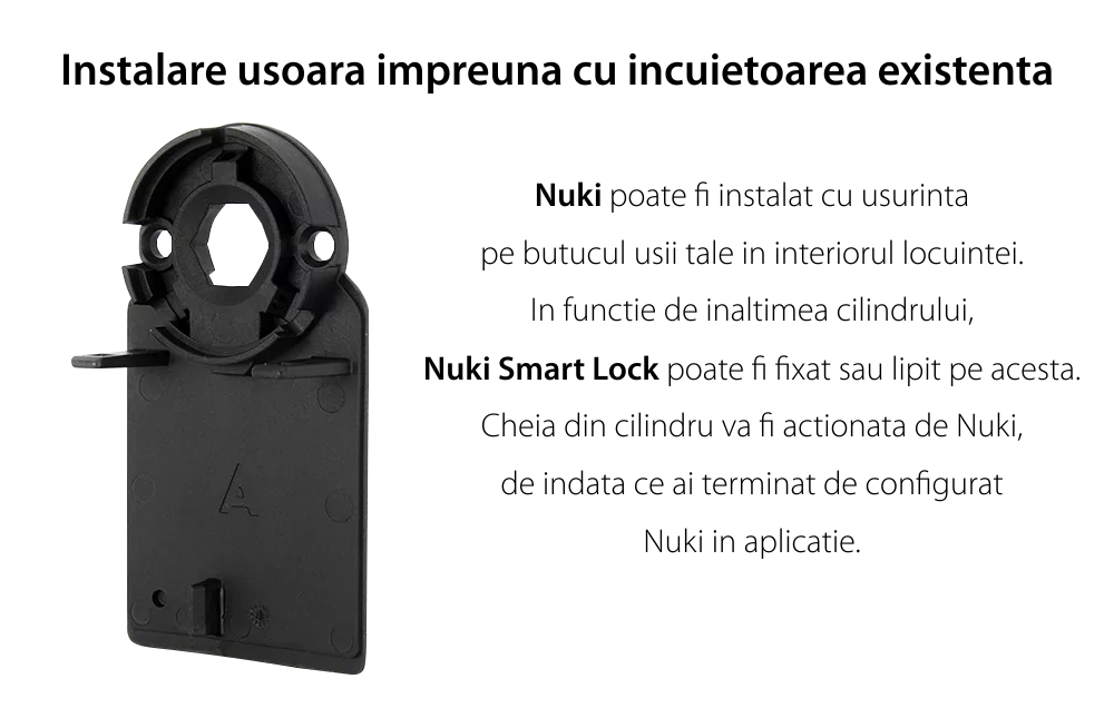 Incuietoare inteligenta Nuki Smart Lock 3.0, Wireless, Bluetooth 5.0, Control aplicatie, Raza detectie 10 m