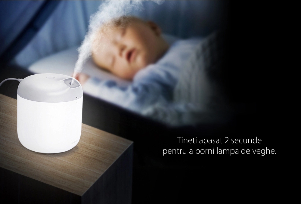 Umidificator cu lumina de veghe Baseus Elephant DHXX-02, Capacitate 600 mL, Ajustare 2 nivele