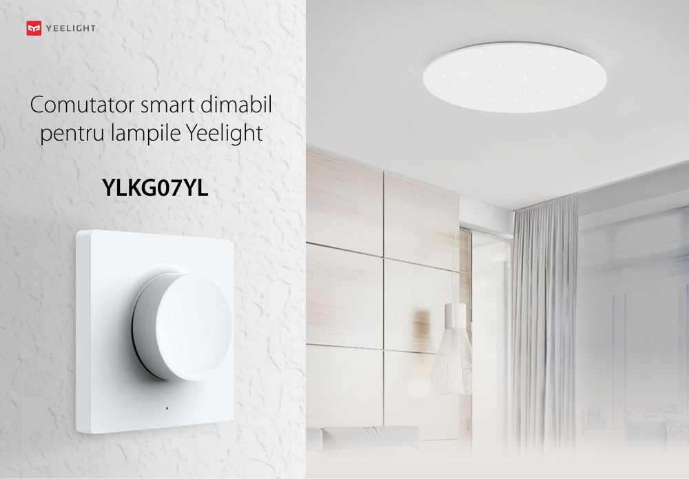 Comutator inteligent cu dimmer Yeelight YLKG07YL, Bluetooth 4.2