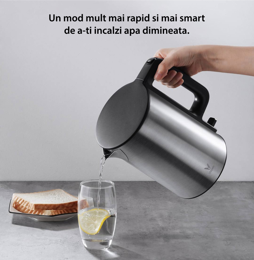 Fierbator de apa Viomi Kettle, Negru, Capacitate 1.5 L, Putere 1800 W, Otel inoxidabil