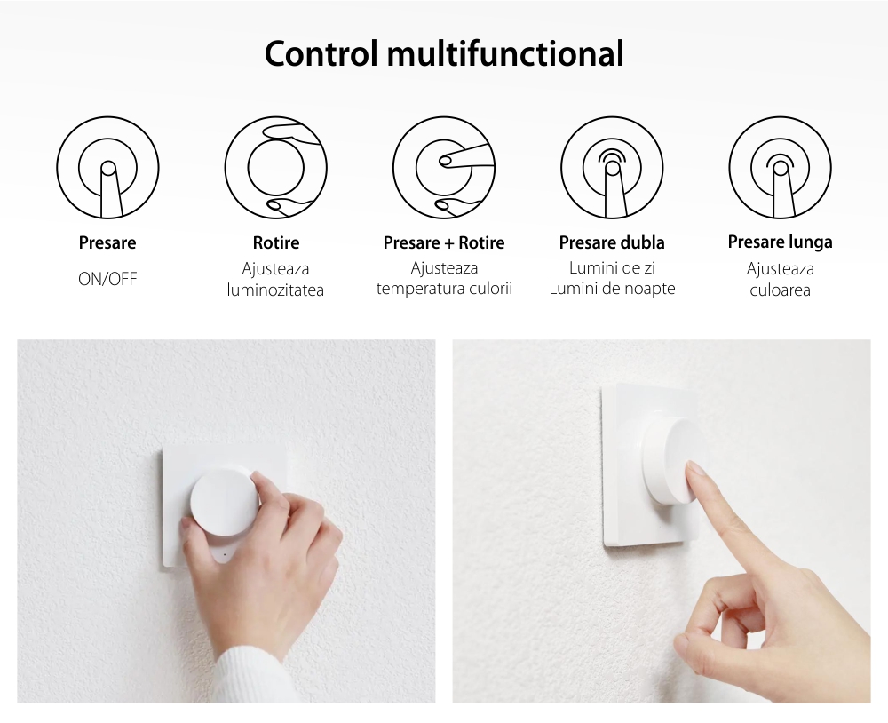 Comutator inteligent cu dimmer Yeelight YLKG07YL, Bluetooth 4.2