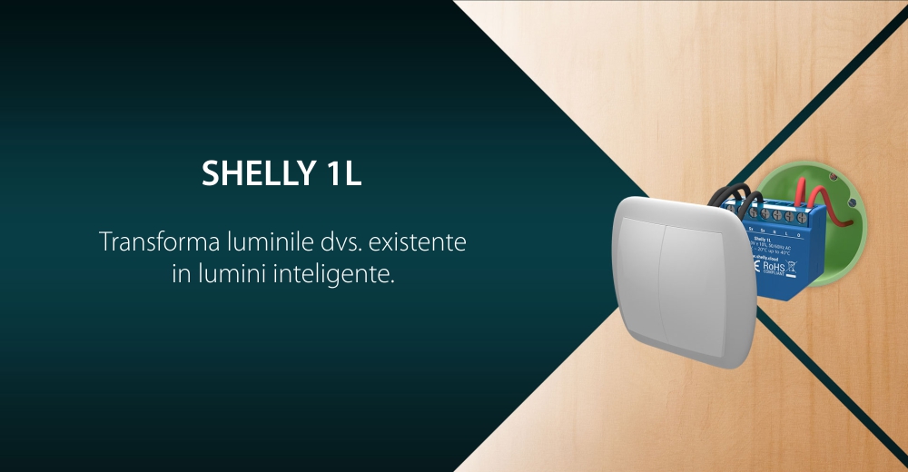 Releu inteligent pentru automatizari Shelly 1L, Wi-Fi, 20 W, Control aplicatie, Compatibil cu Amazon Alexa & Google Assistant