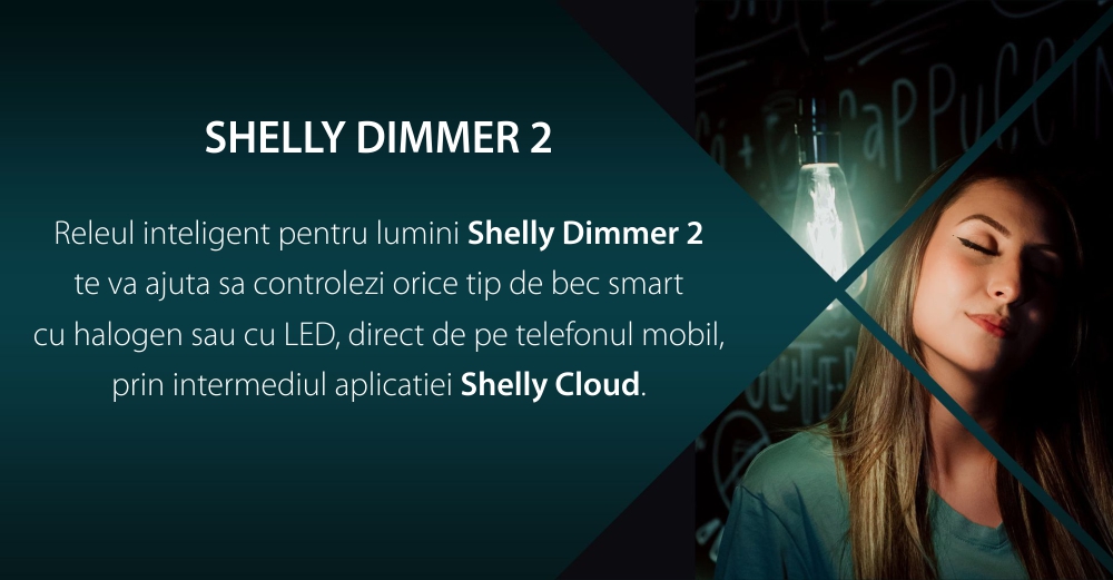 Releu inteligent pentru lumini Shelly Dimmer 2, Wi-Fi, 1 Canal, Compatibil cu Amazon Alexa si Google Assistant