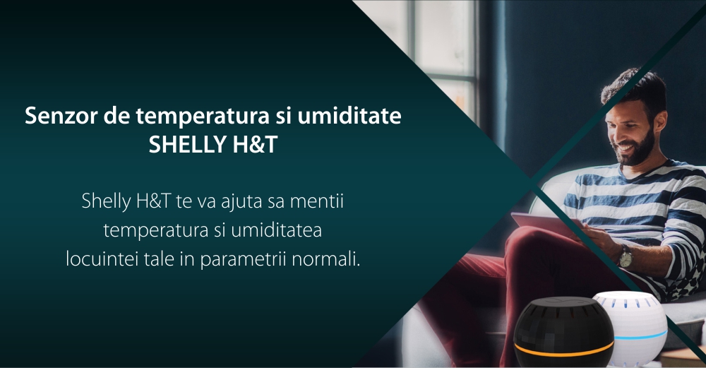 Senzor de temperatura si umiditate Shelly H&T, Wi-Fi, Monitorizare aplicatie, Verificare istoric