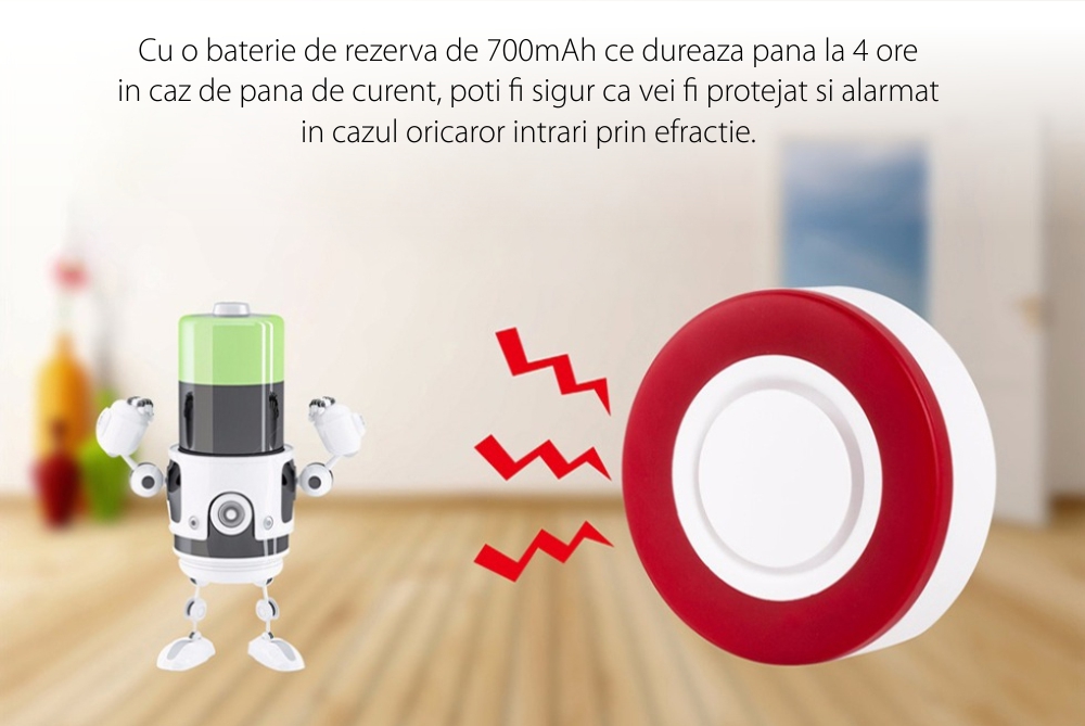 Sirena inteligenta Owon, Control aplicatie, Integrare ZigBee, 95 dB, Baterie rezerva 700 mAh