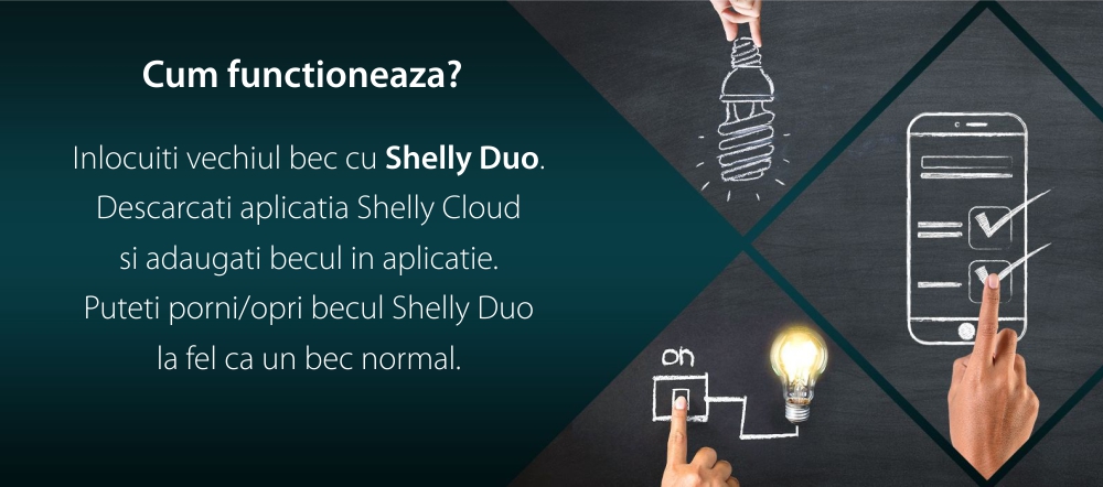 Bec LED inteligent Shelly Duo, Wi-Fi, E27, 9W, Temperatura culoare 800 LM