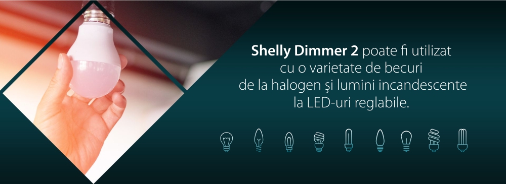 Releu inteligent pentru lumini Shelly Dimmer 2, Wi-Fi, 1 Canal, Compatibil cu Amazon Alexa si Google Assistant