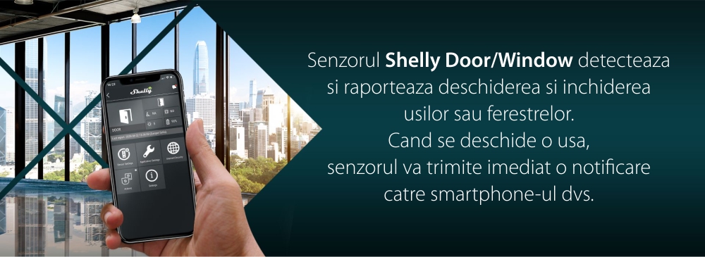 Senzor pentru usa / fereastra Shelly Door Window 2, Conectare Wi-Fi, Senzor lumina