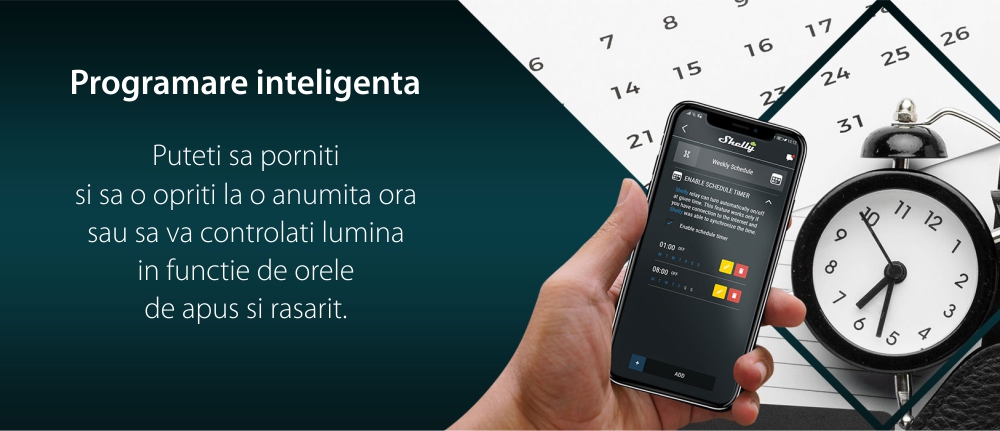 Releu inteligent pentru automatizari Shelly 1L, Wi-Fi, 20 W, Control aplicatie, Compatibil cu Amazon Alexa & Google Assistant