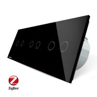 Intrerupator dublu+dublu+dublu cu touch Livolo din sticla, Protocol ZigBee, Control de pe telefon