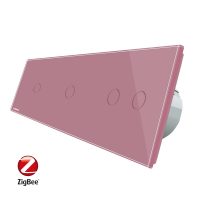 Intrerupator cu touch simplu+simplu+dublu LIVOLO din sticla, Protocol ZigBee, Control de pe telefon culoare roz