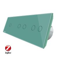 Intrerupator cu touch simplu+dublu+dublu LIVOLO din sticla, Protocol ZigBee, Control de pe telefon culoare verde