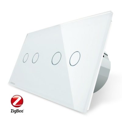 Intrerupator dublu + dublu cu touch Livolo din sticla, Protocol ZigBee, Control de pe telefon