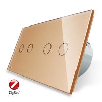 Intrerupator dublu + dublu cu touch Livolo din sticla, Protocol ZigBee, Control de pe telefon