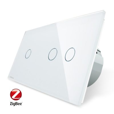 Intrerupator simplu + dublu cu touch Livolo din sticla, Protocol ZigBee, Control de pe telefonul mobil