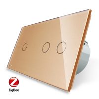 Intrerupator simplu + dublu cu touch Livolo din sticla, Protocol ZigBee, Control de pe telefonul mobil