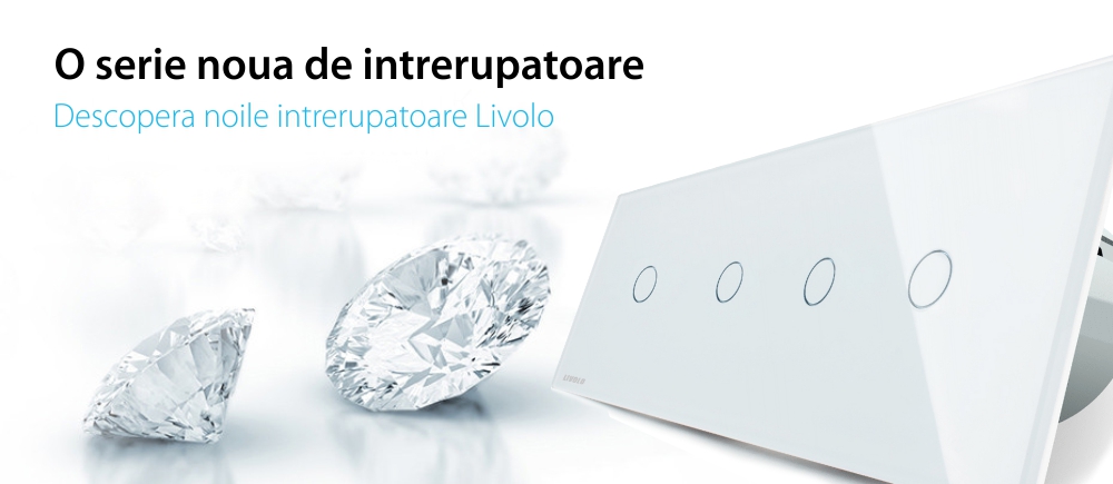 Intrerupator LIVOLO cu touch din sticla cu 4 intrerupatoare simple, Protocol ZigBee, Control de pe telefon