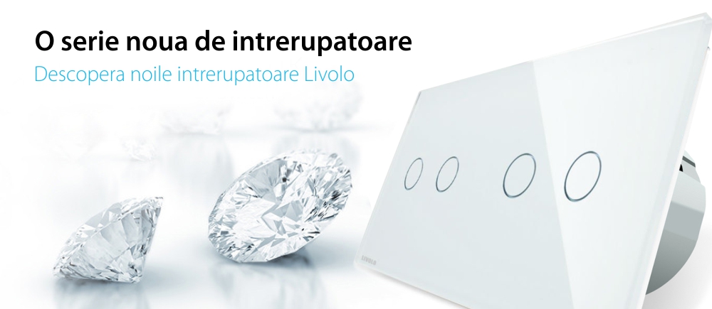 Intrerupator dublu + dublu cu touch Livolo din sticla, Protocol ZigBee, Control de pe telefon