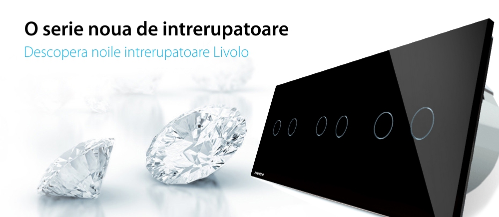 Intrerupator dublu+dublu+dublu cu touch Livolo din sticla, Protocol ZigBee, Control de pe telefon