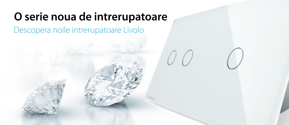 Intrerupator dublu + simplu cu touch Livolo din sticla, Protocol ZigBee, Control de pe telefon