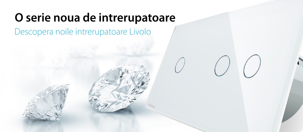 Intrerupator simplu + dublu cu touch Livolo din sticla, Protocol ZigBee, Control de pe telefonul mobil