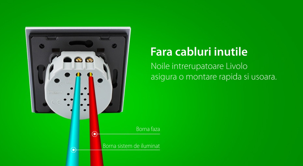 Intrerupator triplu cu touch Livolo din sticla, Protocol ZigBee, Control de pe telefonul mobil