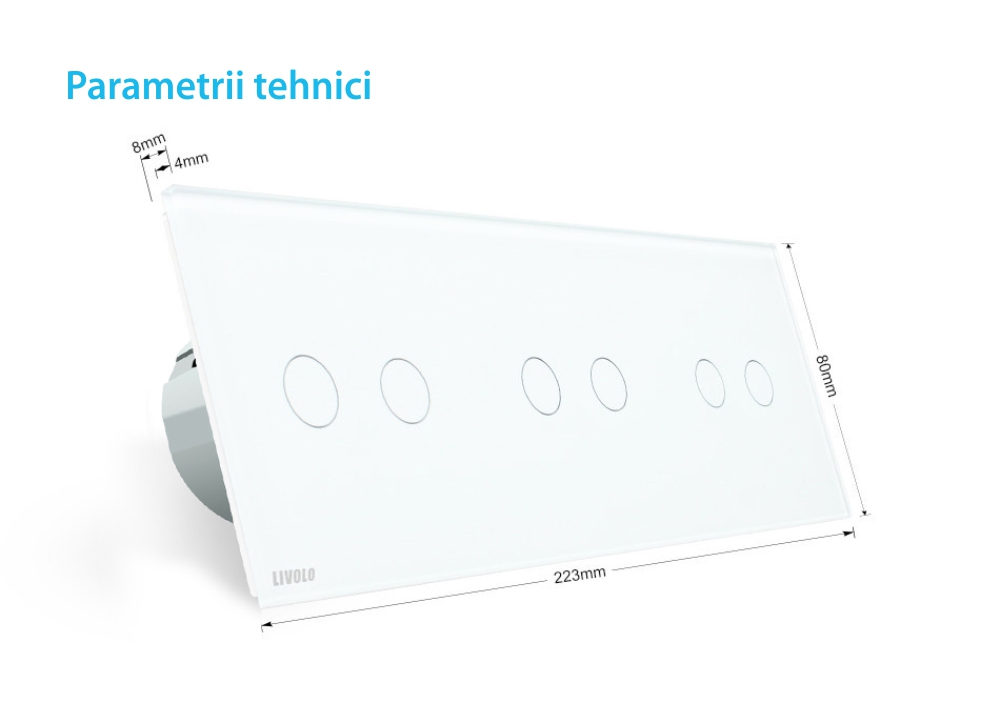 Intrerupator dublu+dublu+dublu cu touch Livolo din sticla, Protocol ZigBee, Control de pe telefon