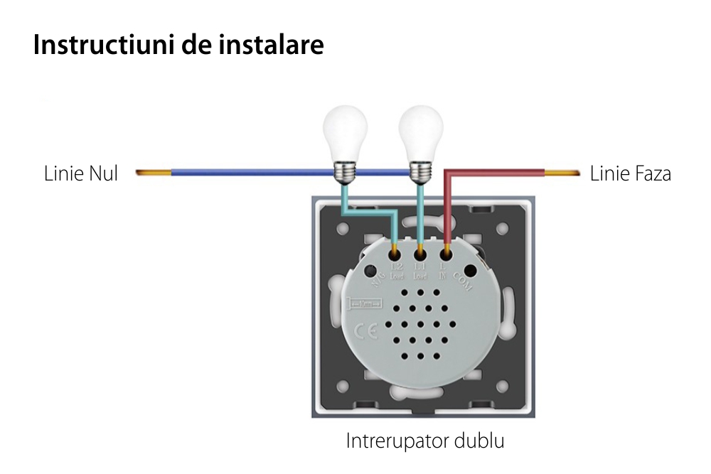 Intrerupator dublu + dublu cu touch Livolo din sticla, Protocol ZigBee, Control de pe telefon