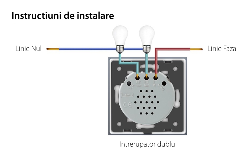 Intrerupator dublu+dublu+dublu cu touch Livolo din sticla, Protocol ZigBee, Control de pe telefon