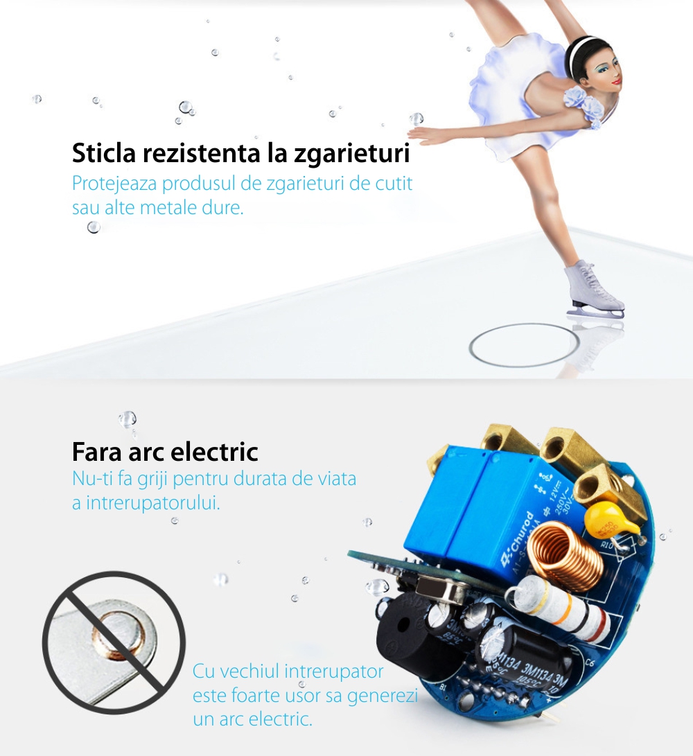 Intrerupator dublu+dublu+dublu cu touch Livolo din sticla, Protocol ZigBee, Control de pe telefon