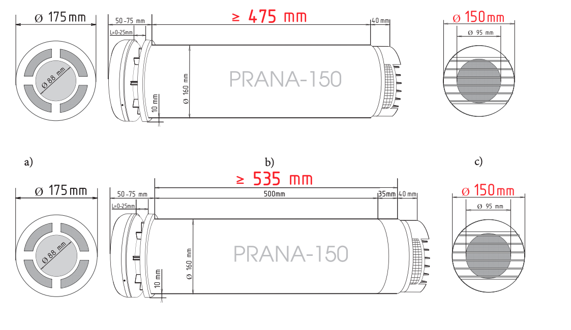 Sistem de ventilatie cu recuperare de caldura PRANA 150 ERP cu Functie Preincalzire