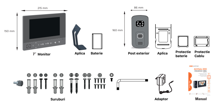 Videointerfon wireless SCS Sentinel Airvisio 200, Ecran 7 inch, Inregistrare video & Captura foto, Distanta transmisie 200 m