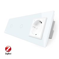 Intrerupator LIVOLO simplu+simplu ZigBee cu touch si priza din sticla ZigBee, Control de pe telefon