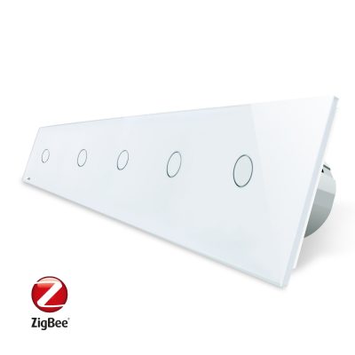 Intrerupator LIVOLO cu touch din sticla cu 5 intrerupatoare simple, Protocol ZigBee, Control de pe telefon