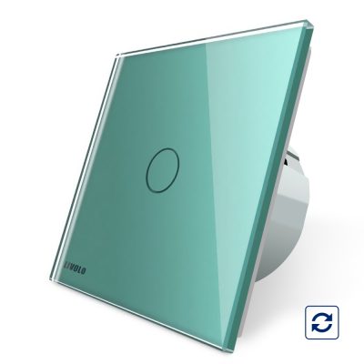 Intrerupator simplu cu revenire contact uscat Livolo cu touch din sticla culoare verde