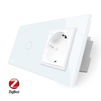 Intrerupator simplu ZigBee + priza simpla ZigBee, Livolo cu rama din sticla, Control de pe telefon