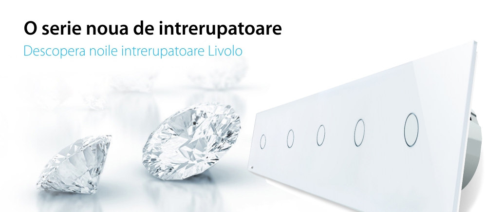 Intrerupator LIVOLO cu touch din sticla cu 5 intrerupatoare simple, Protocol ZigBee, Control de pe telefon