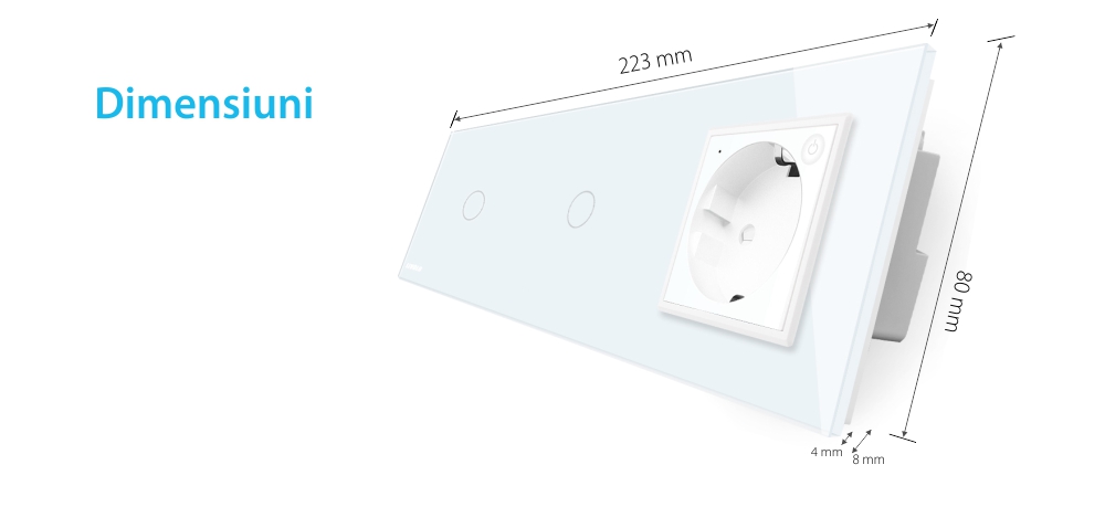 Intrerupator LIVOLO simplu+simplu ZigBee cu touch si priza din sticla ZigBee, Control de pe telefon