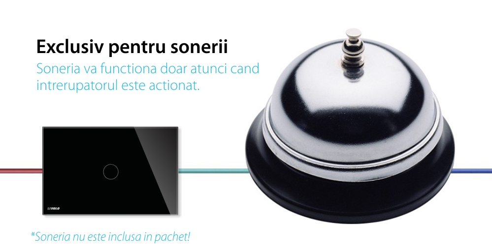 Buton sonerie cu touch Livolo din sticla, Standard italian