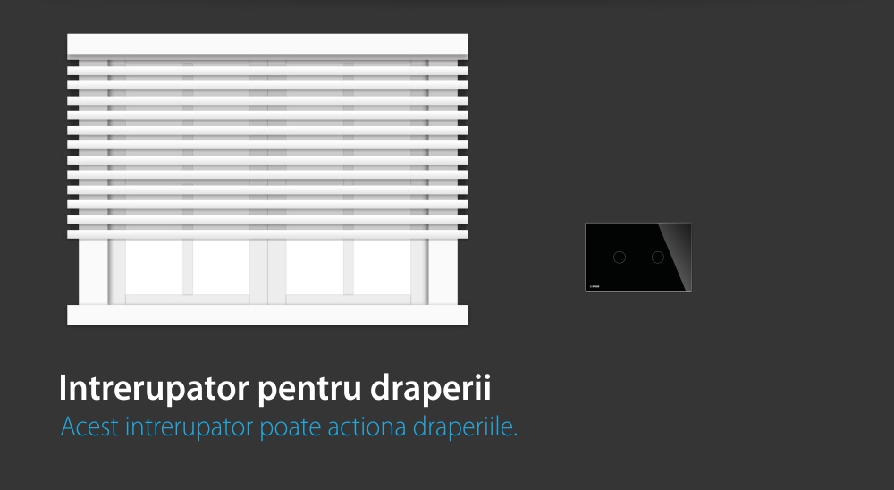 Intrerupator cu touch pentru draperie Livolo din sticla, Standard italian