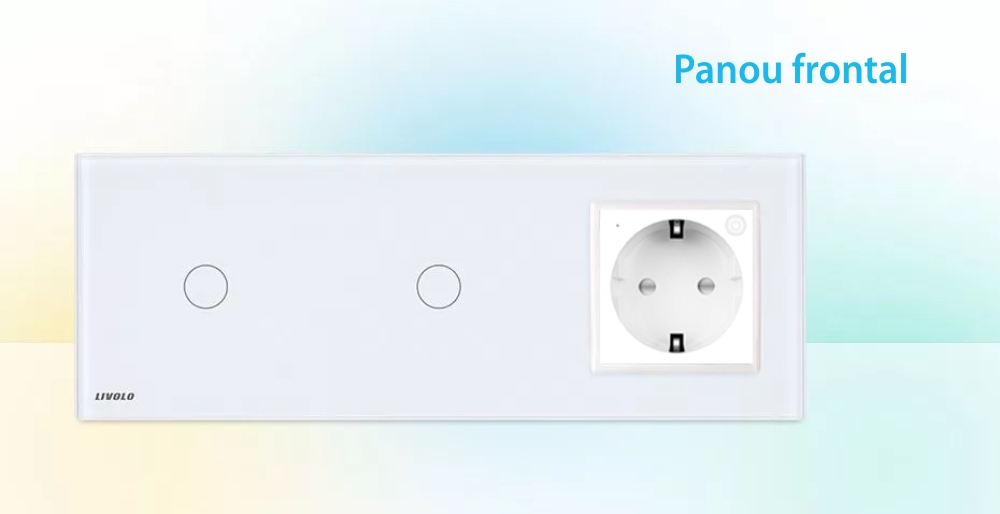 Intrerupator LIVOLO simplu+simplu ZigBee cu touch si priza din sticla ZigBee, Control de pe telefon