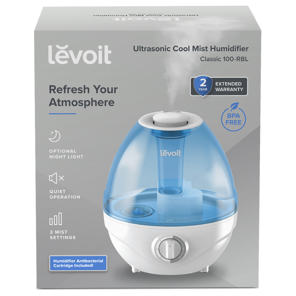 Umidificator Levoit Classic 100-RBL, Ultrasonic, Capacitate 2.4 L, Zgomot 30 dB, Range 10–27 m²