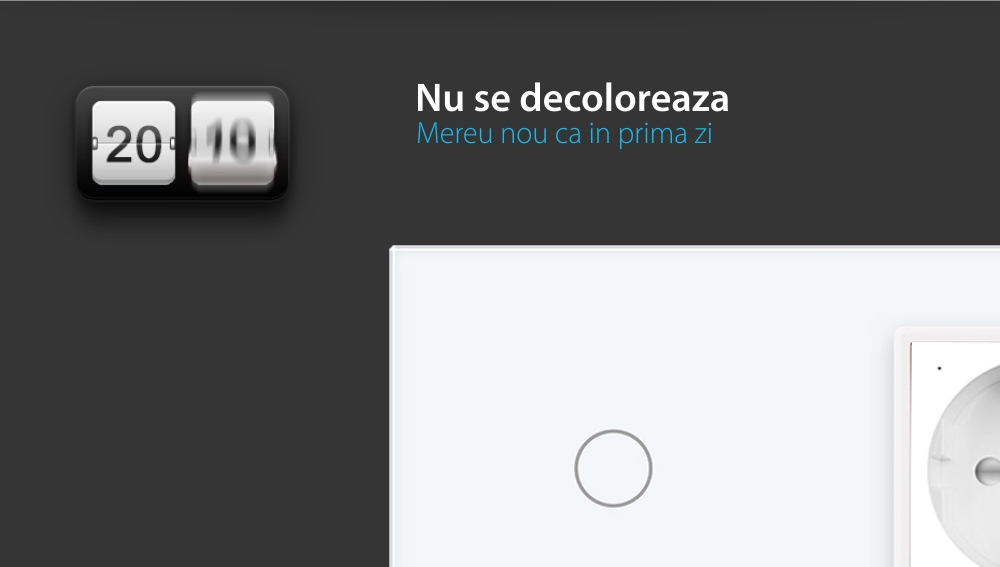 Intrerupator simplu cap scara / cap cruce ZigBee + priza simpla Livolo ZigBee, Rama din sticla, Control de pe telefon